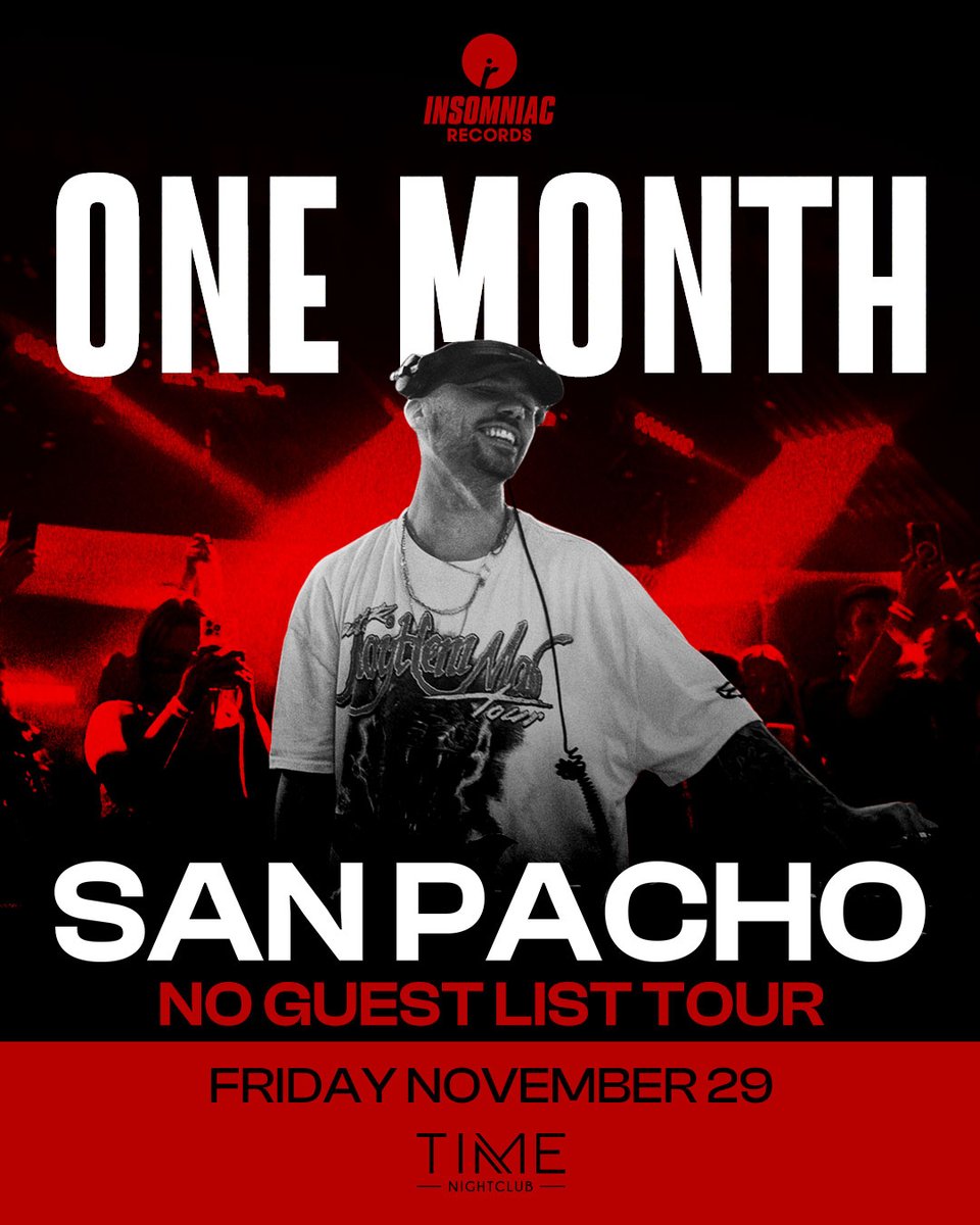 timenightcluboc's tweet image. In one month, @SanPachoMusic makes his #TimeOC debut for @InsomniacRecs! Dance to his signature Latin-inspired house blends when his “No Guestlist Tour” lands in Costa Mesa on Friday, 11/29. 🔥

It’s going to be a night to remember—grab your tickets now!