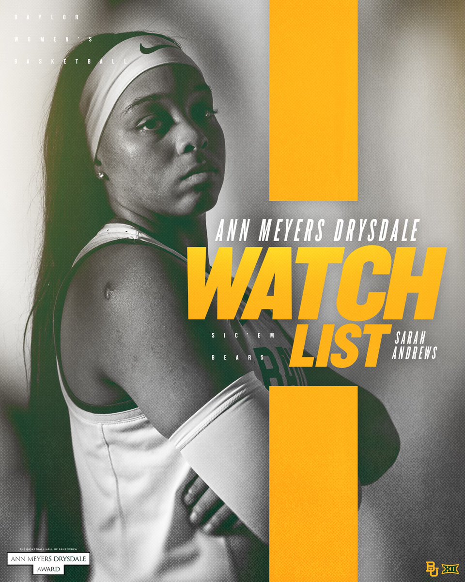 Baylor Women's Basketball (@baylorwbb) on Twitter photo Run it back for year 🖐️
<a href="/sarah_T2D/">Sarah Andrews</a> is on the Ann Meyers-Drysdale Preseason Watch List: baylorbea.rs/3NQzh7f
#SicEm | #GreaterThan Run it back for year 🖐️
<a href="/sarah_T2D/">Sarah Andrews</a> is on the Ann Meyers-Drysdale Preseason Watch List: baylorbea.rs/3NQzh7f
#SicEm | #GreaterThan