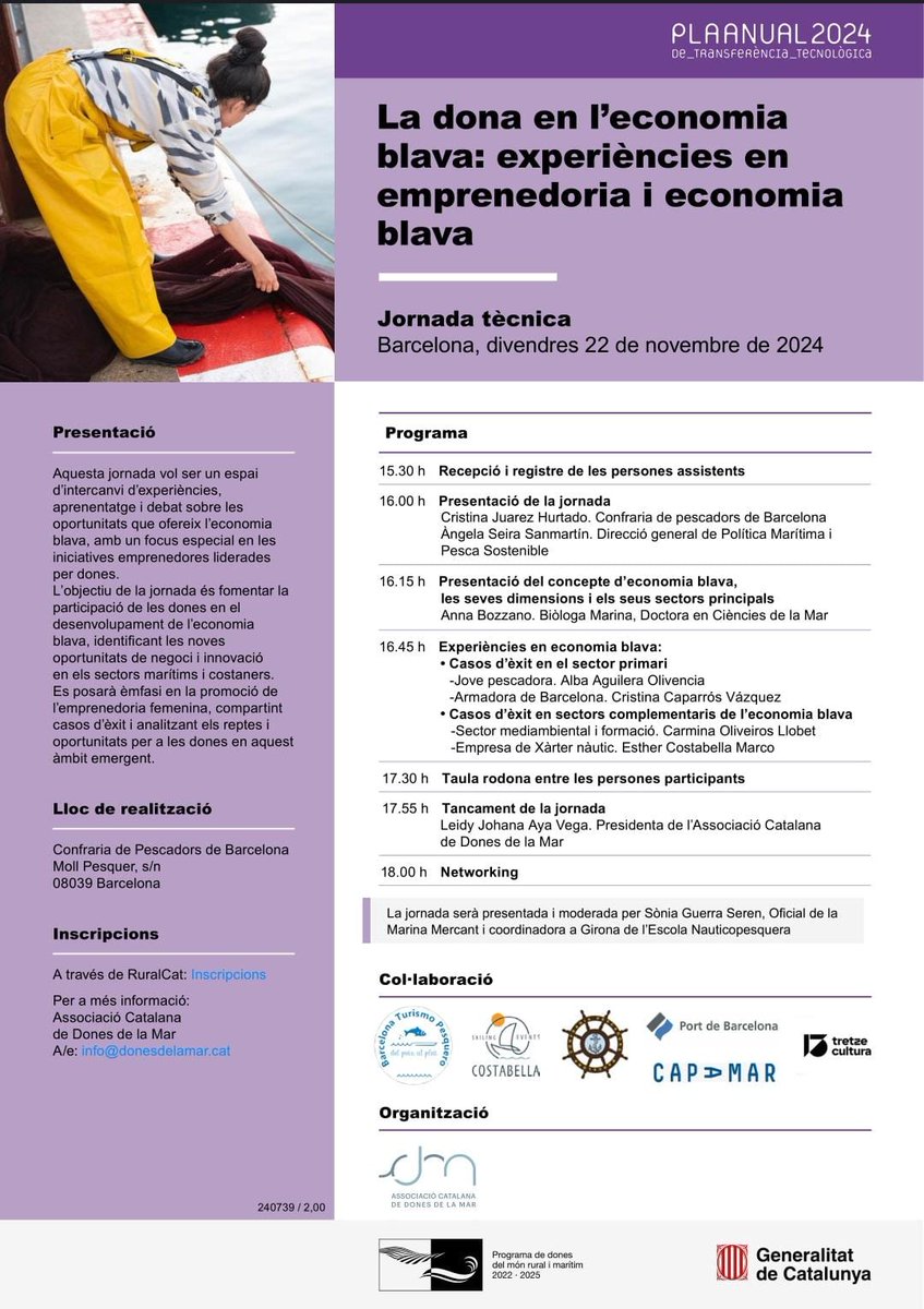 Associació Catalana de Dones de la Mar (@donesdelamar) on Twitter photo Ja tenim obertes les inscripcions per a la nostra jornada #PATT <a href="/agriculturacat/">Agricultura</a> anual amb visió de dona 🤩
Inscripcions a 👉 ja.cat/v4LKv Ja tenim obertes les inscripcions per a la nostra jornada #PATT <a href="/agriculturacat/">Agricultura</a> anual amb visió de dona 🤩
Inscripcions a 👉 ja.cat/v4LKv
