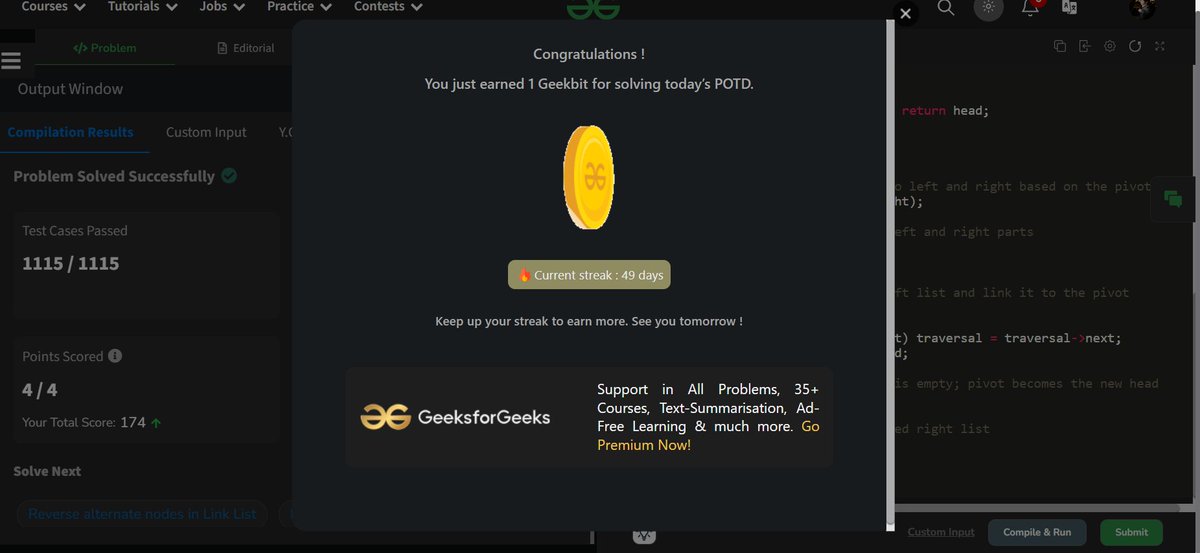 SatyamG21400517's tweet photo. #day_49
Q: Quick Sort on Linked List in C++.
status: Solved
@geeksforgeeks #coding #daily #ProfessionalDevelopment #DiwaliCelebration https://t.co/4L9fIdrk5v