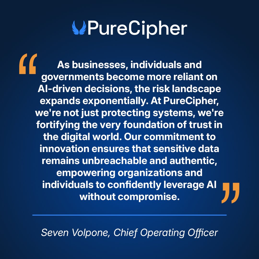 PureCipherInc's tweet image. Exploring cybersecurity insights with Seven Volpone as he emphasizes the importance of PureCipher.