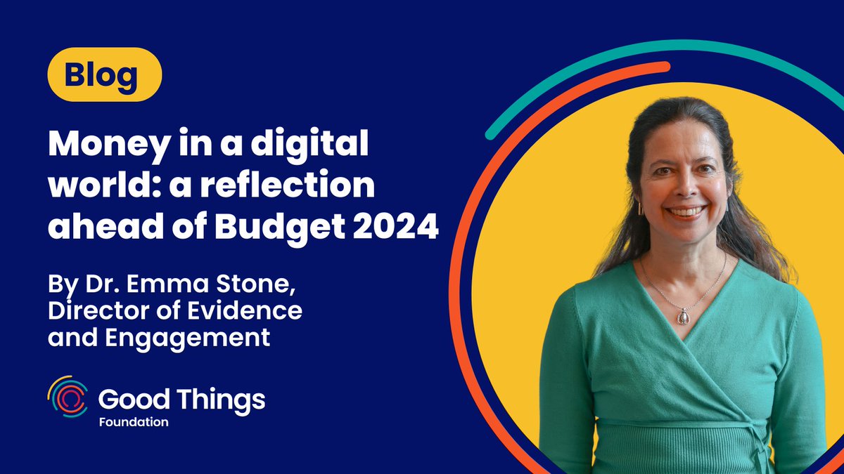 What are the links between financial and digital inclusion? 

Ahead of #Budget2024, Director of Evidence and Engagement Dr Emma Stone comments on money in a digital world.

Read the blog at goodthingsfoundation.org/discover/digit….

#FixTheDigitalDivide