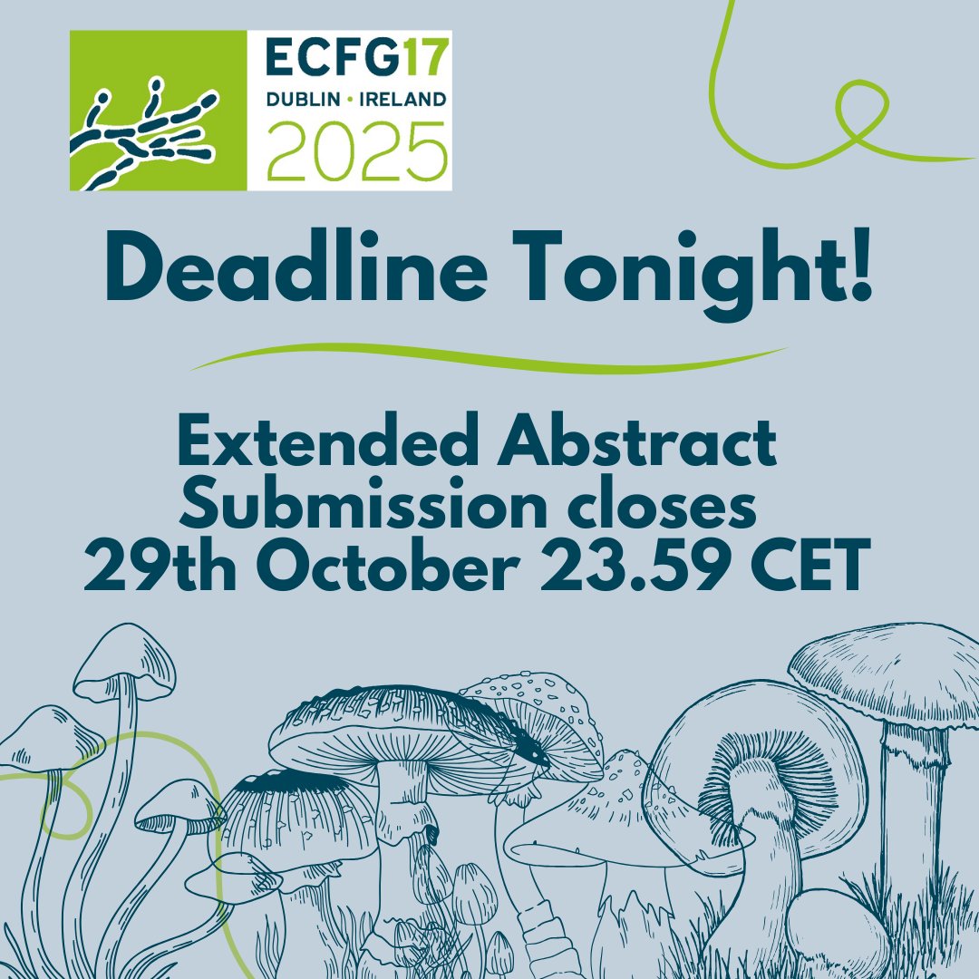 ECFG17Dublin's tweet image. 🚨 Final Deadline Tonight!🚨
The extended deadline for abstract submission is tonight 29th October at 23.59 CET
ecfg17.org/call-for-abstr…
Don't miss your last chance to submit an abstract to this exciting conference! #ECFG17