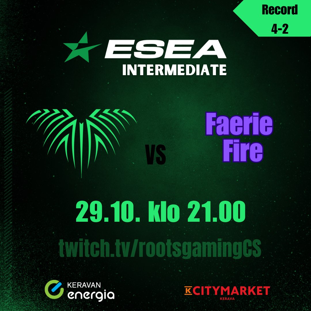 Uus Esea viikko käyntiin ja lähdetään muuttamaan suuntaa takaisin voittojen tielle 🔥

⏰️: 21.00
🎙: <a href="/ShtgnCasting/">Sami "Shtgn" Kangas</a> 
📺: RootsGamingCS 
#Rooting4Roots #esportsfi
