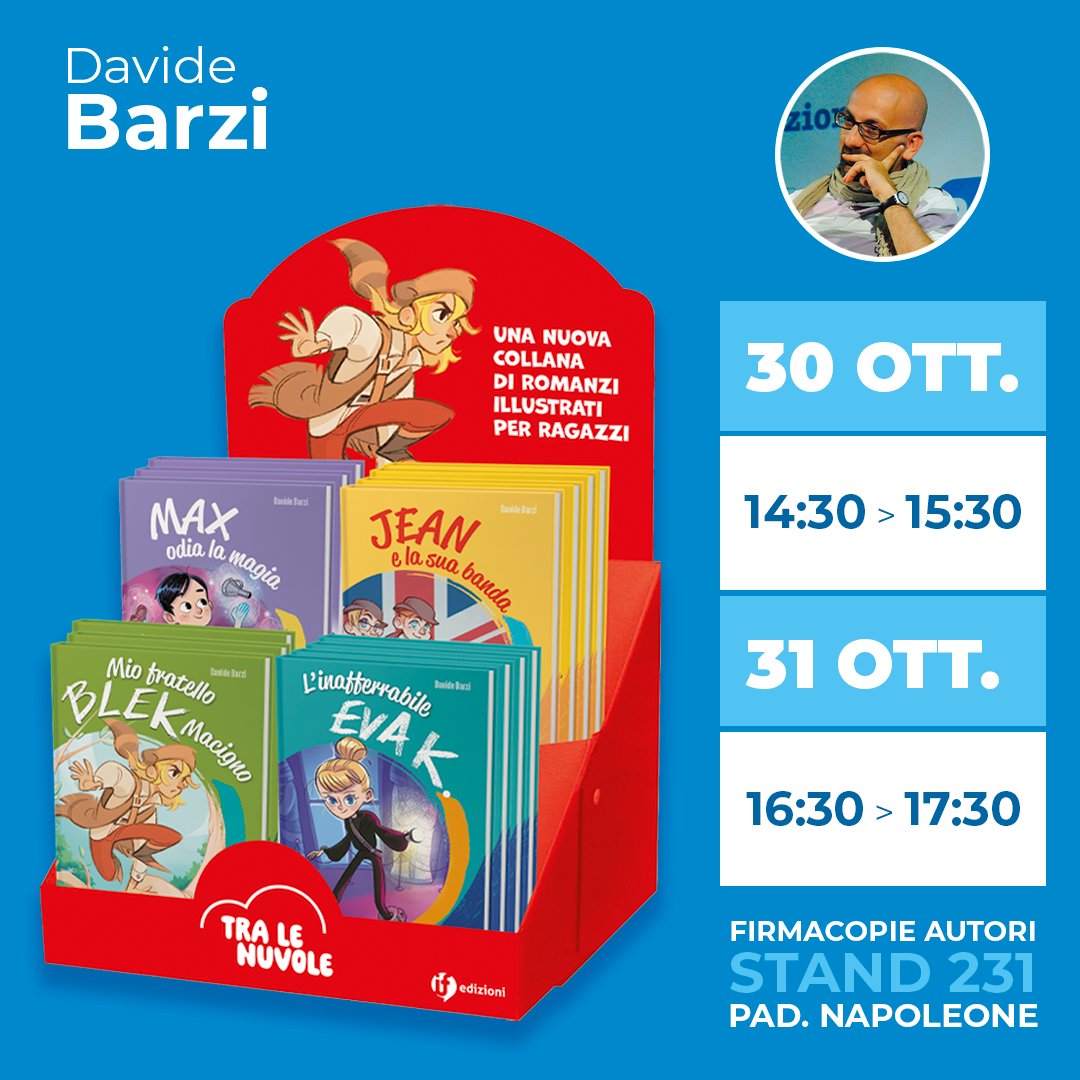Davide Barzi ti aspetta allo stand <a href="/ifedizioni/">If Edizioni</a> (NAP 231) per una dedica sul sedicesimo in regalo di "Tra Le Nuvole"!

Scopri la collana di romanzi illustrati "Tra Le Nuvole" ➡️ ifedizioni.com/it/tra-le-nuvo…

#DavideBarzi #LuccaComicsAndGames #TraLeNuvole #LuccaJunior
