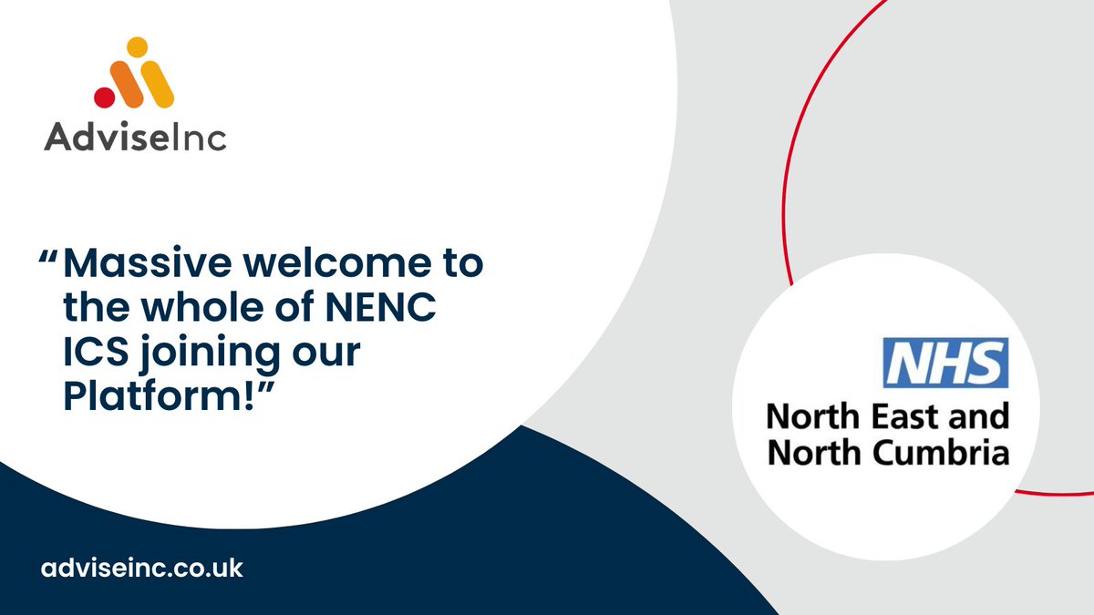 Excited to welcome NENC ICS on board🌟

We're thrilled to support <a href="/NENC_NHS/">North East and North Cumbria NHS</a> with their healthcare data. Huge thanks to <a href="/Povey_C/">Claire Povey</a>, <a href="/danshell667/">Dan Shelley</a>, Lindsay Harris and all involved for making this possible!

Let's identify some great opportunities together!

#NENC #MakeSense #AdviseInc