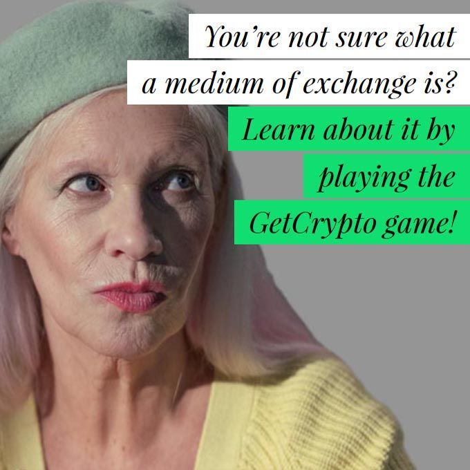 What makes a good medium of exchange? Learn about it by playing the GetCrypto card game. Get your copy now: buff.ly/3Fyiim3 

#crypto #cryptocurrency #blockchaingame #cryptogame #cryptoeducation #gaming #cardgame #newgame #boardgames #cardgames