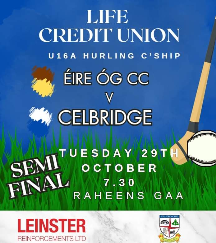 CelbridgeGAA's tweet image. Ádh Mór to our under16 hurlers in their Kildare GAA semi final clash against Éire Óg Corrachoill tonight. Throw-in is 7.30 at Raheens GAA.
#CillDroichidAbú #BígíLinn #onecluboneteam