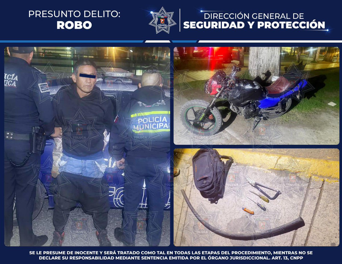 DIRECCIÓN GENERAL SEGURIDAD Y PROTECCIÓN DE TOLUCA (@seguridadtol) on Twitter photo Derivado de una llamada vía Central de Mando, elementos de la #PolicíaMunicipal detuvieron a Miguel “N” quien presuntamente se encontraba sustrayendo cable de cobre. Al momento de su detención se le encontró en posesión de varios metros de cable de cobre, herramienta  y una moto. Derivado de una llamada vía Central de Mando, elementos de la #PolicíaMunicipal detuvieron a Miguel “N” quien presuntamente se encontraba sustrayendo cable de cobre. Al momento de su detención se le encontró en posesión de varios metros de cable de cobre, herramienta  y una moto.