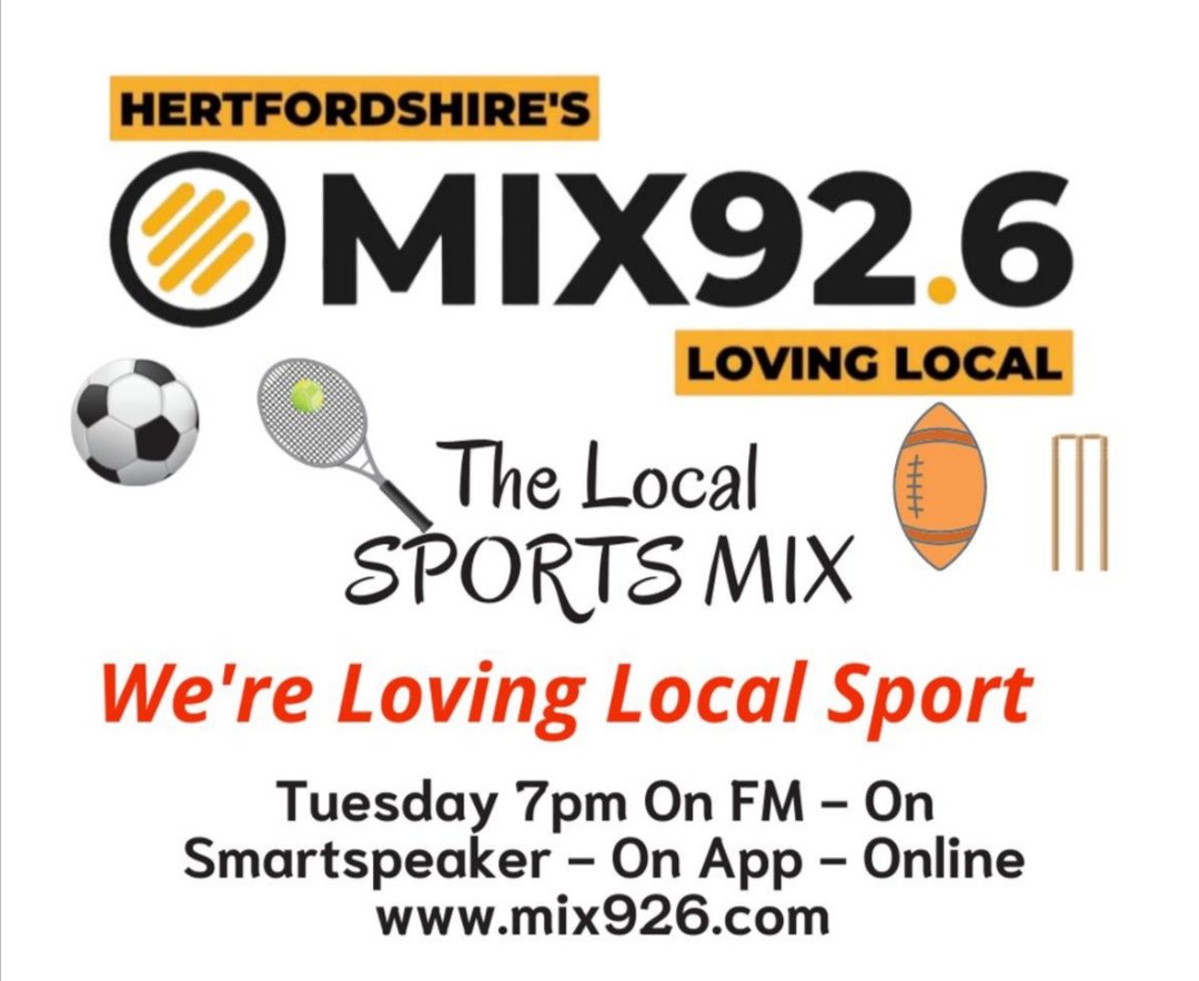 localsportsmix's tweet photo. Tonight on @Mix926official we go through an exciting week for our local sports teams. 
Then just after 7.30pm David Tavener from @PodfulOfSaints joins us to take a detailed look at @stalbanscityfc season to date
#lovinglocal https://t.co/p5h9wNeZrW