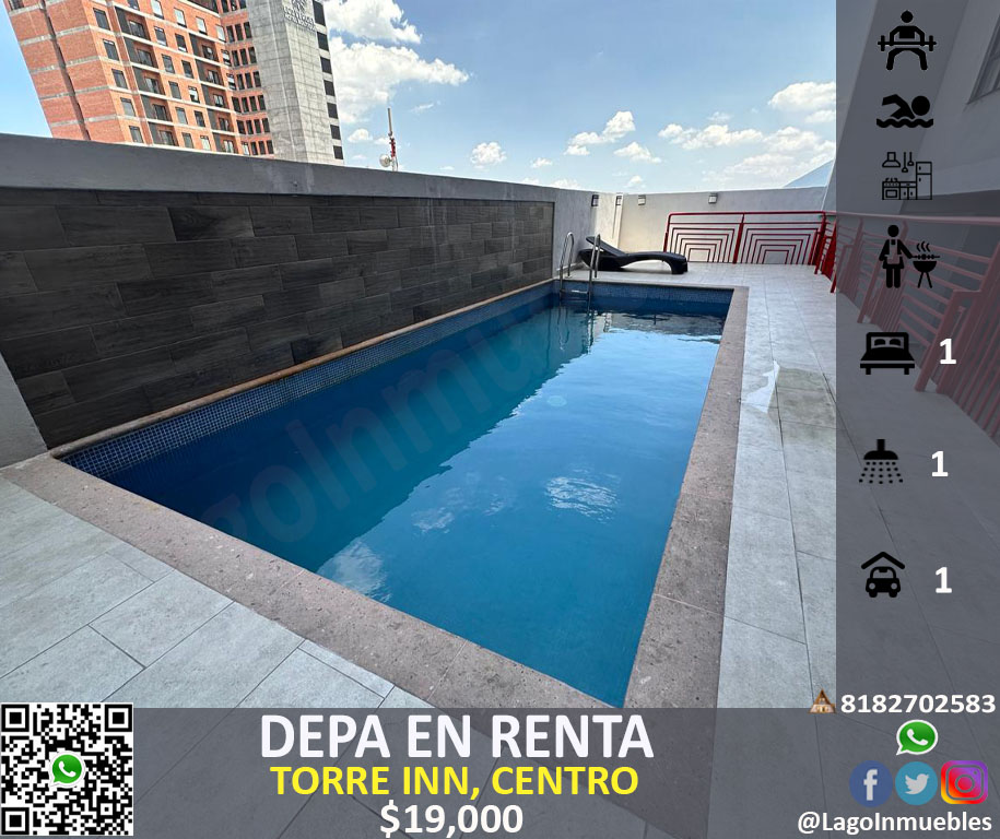 LagoInmuebles's tweet photo. Departamento en Renta, Torre INN, Centro🏬🏣 https://t.co/WldZJzdSel