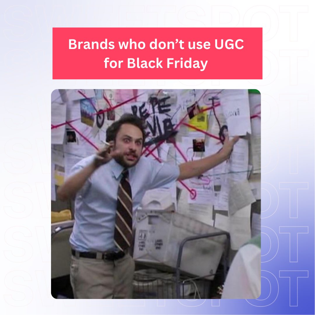 SweetspotVideo's tweet photo. When brands skip UGC for Black Friday... 😬
They’re missing out on real customer excitement and the power of authentic storytelling! 🚀
So use this season to your advantage and make selling easy. 🤫 #Blackfridaymarketing #UGCcreator #UGC https://t.co/YO0XX4E7AM