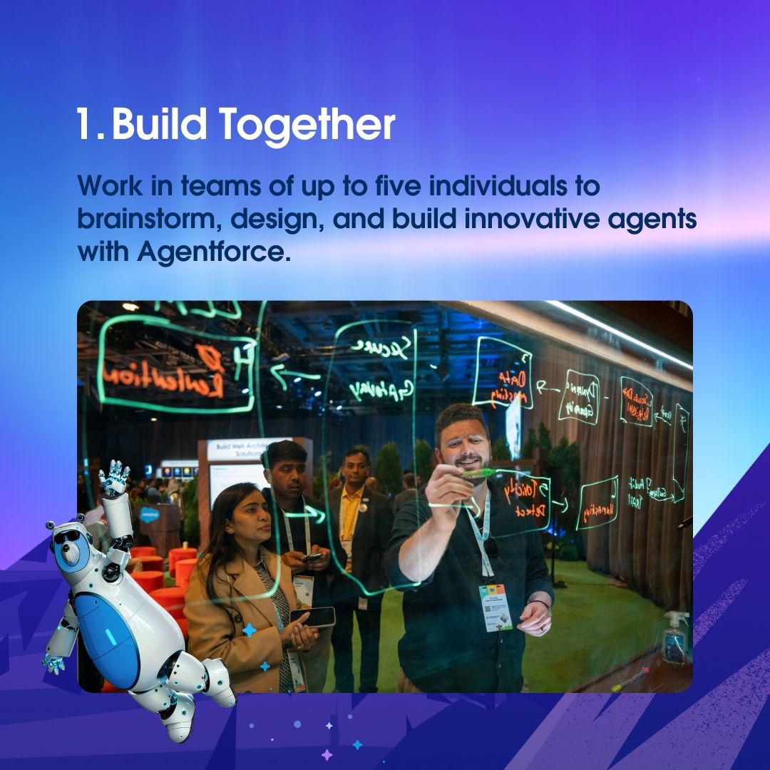 SalesforceAdmns's tweet photo. 🤖 Learn. Build. Connect. Win. 

Join the Agentforce Hackathon November 18-19 before #AgentforceTour NYC! 

You'll team up with fellow Trailblazers to showcase what can be #BuiltWithAgentforce + compete for cash prizes. Terms apply. #SFContest

Register: https://t.co/u2qXW4bZS2