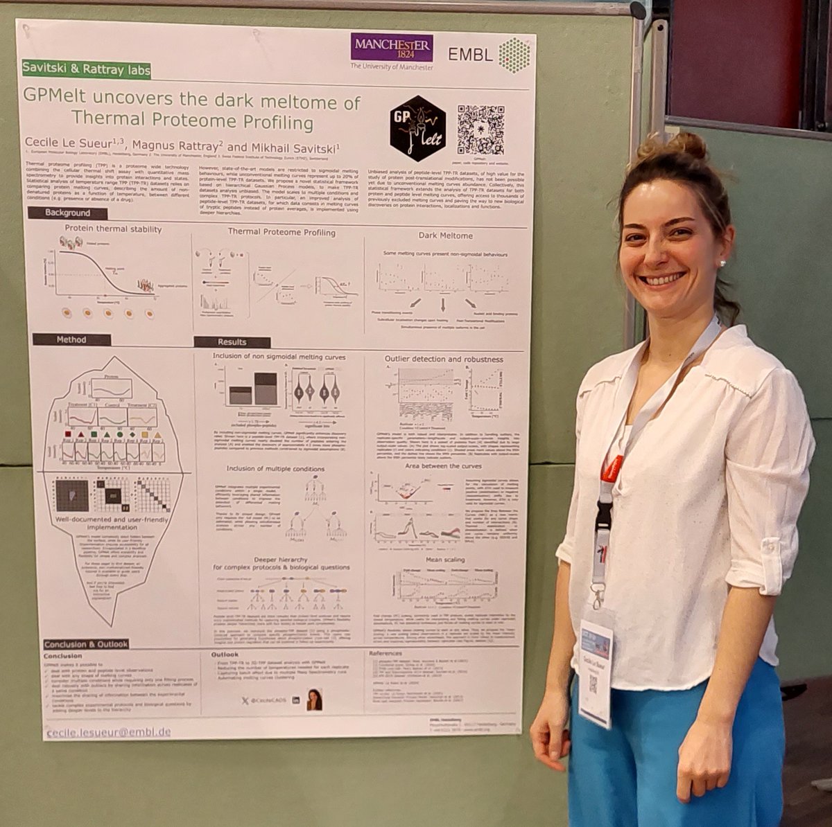 CecileCADS's tweet image. #GPMelt users, it was fantastic meeting so many of you at my #HUPO2024 poster!🎊 As discussed, the revised GPMelt code is now on GitLab. Also, check out the GPMelt website to dive into the model—no advanced maths required! 💻🔍 #Proteomics
All links here: linktr.ee/CecileCADS