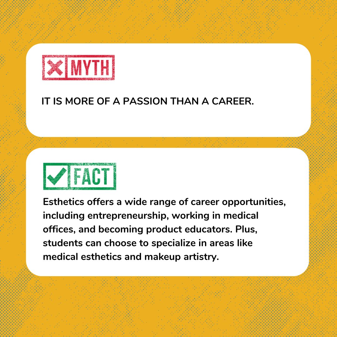 AcademyCanada's tweet image. The field of Estheticians has been BOOMING, so we're debunking some common misconceptions about the career. Scroll through and let us know what surprised you! 💆🖤

#Esthetician #CareerCollege #EstheticianMyths