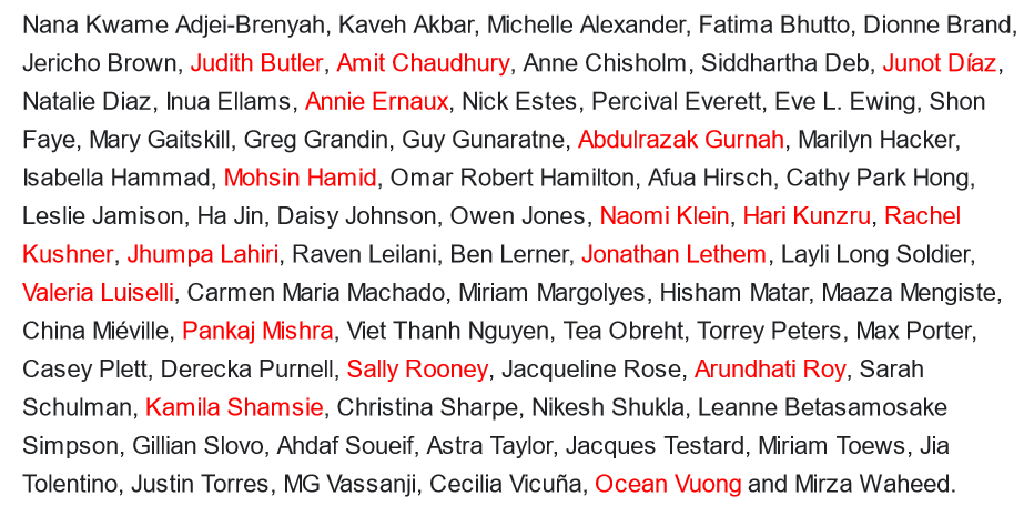 Das sind nur einige der AutorInnen, die zum Boykott israelischer Verlage und Kulturinstitutionen aufrufen. Sie werden von deutschen Verlagen verlegt, von deutschen Festivals eingeladen, von deutschen Medien gefeiert.