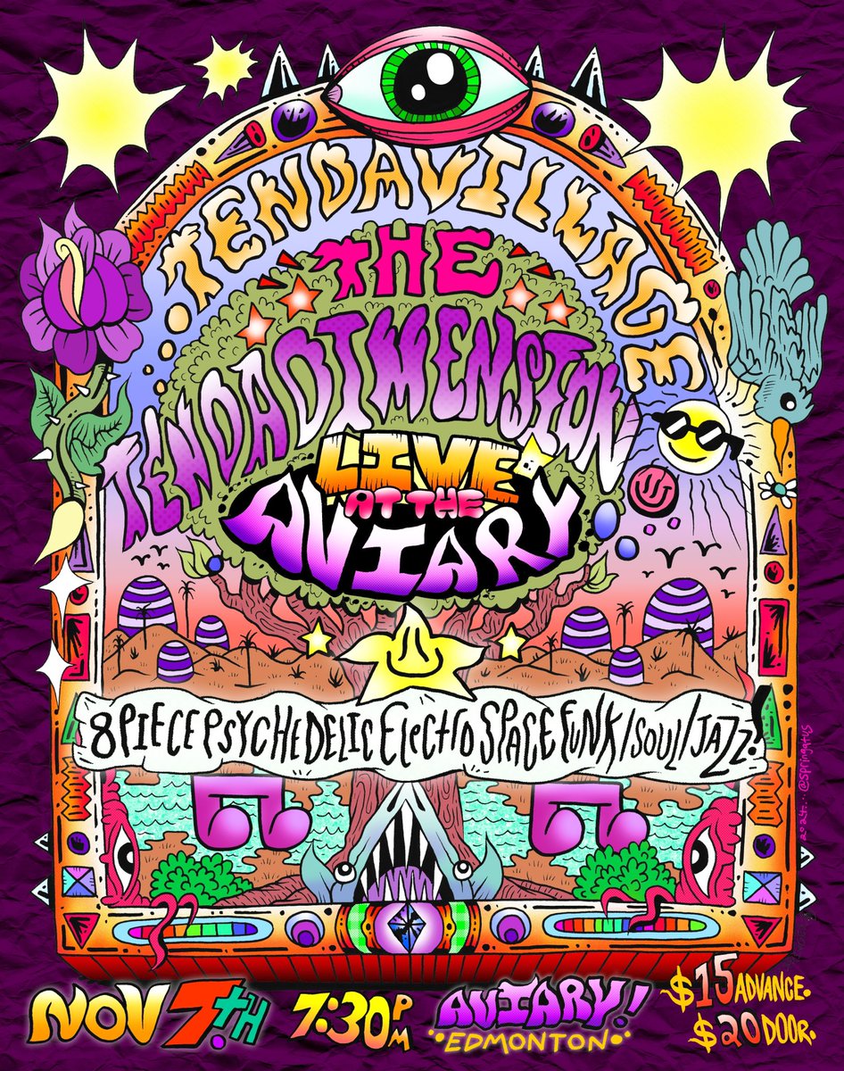Reworked design for the Tendavillage show out in Edmonton live at the Aviary! November 7th. 🪐🌟