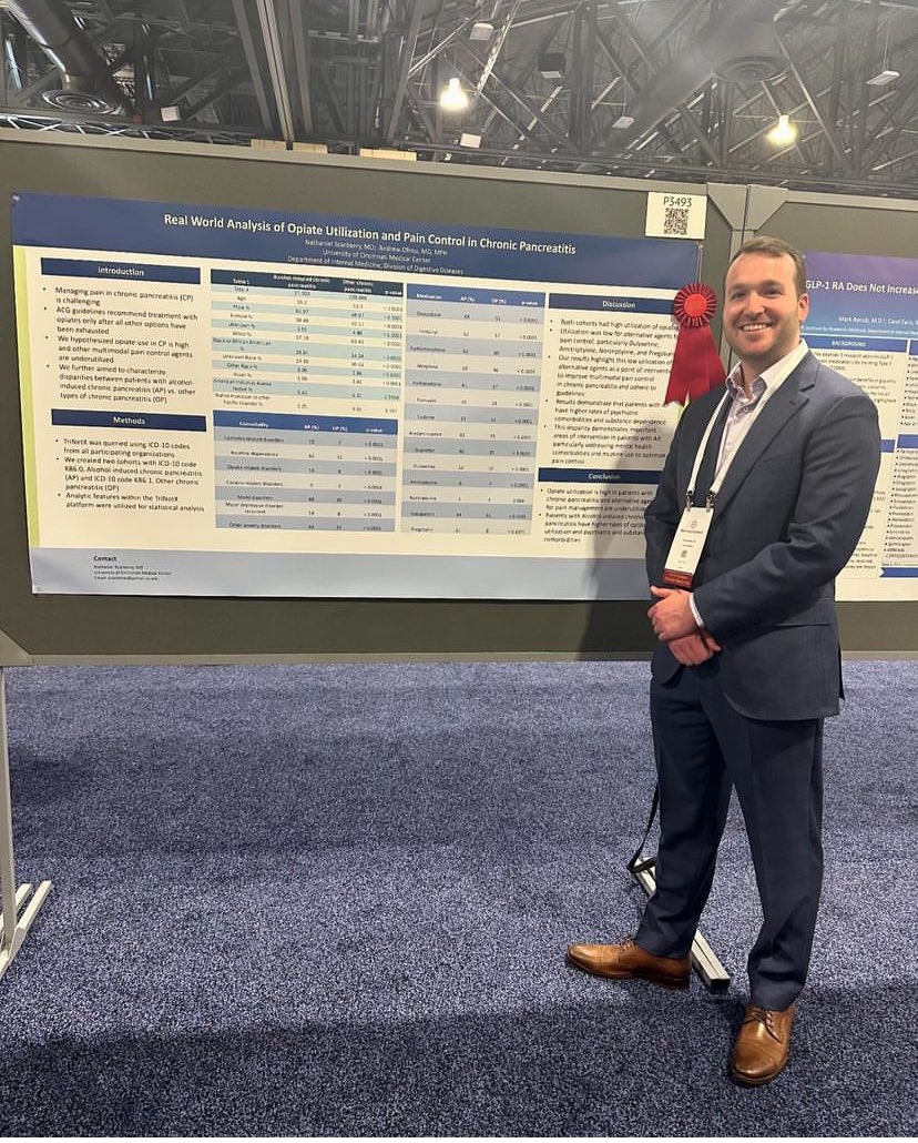 University of Cincinnati GI and Hep (@ucmcgihep) on Twitter photo Congratulations to our stellar fellow Dr. Scarberry and faculty Dr. Ofosu <a href="/aofosu123/">Andrew Ofosu MD MPH</a> on their outstanding poster presentation titled “Real World Analysis of Opiate Utilization and Pain Control in Chronic Pancreatitis”
<a href="/LuisLaraMD1/">LuisLaraMD</a> <a href="/AmCollegeGastro/">ACG</a> Congratulations to our stellar fellow Dr. Scarberry and faculty Dr. Ofosu <a href="/aofosu123/">Andrew Ofosu MD MPH</a> on their outstanding poster presentation titled “Real World Analysis of Opiate Utilization and Pain Control in Chronic Pancreatitis”
<a href="/LuisLaraMD1/">LuisLaraMD</a> <a href="/AmCollegeGastro/">ACG</a>