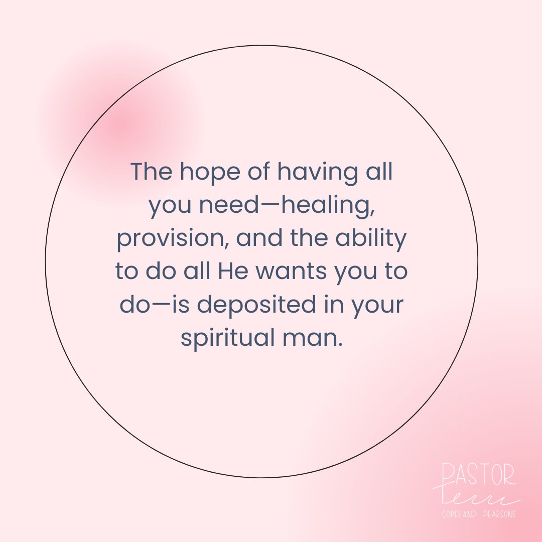 terripearsons's tweet photo. God has placed everything we need within us. Through His Spirit, we carry the hope of healing, provision, strength, and purpose. When we connect with our spiritual nature, we access the fullness of His resources to fulfill His calling on our lives. 

#hopewithin #godprovides https://t.co/NbgZFk4nyR