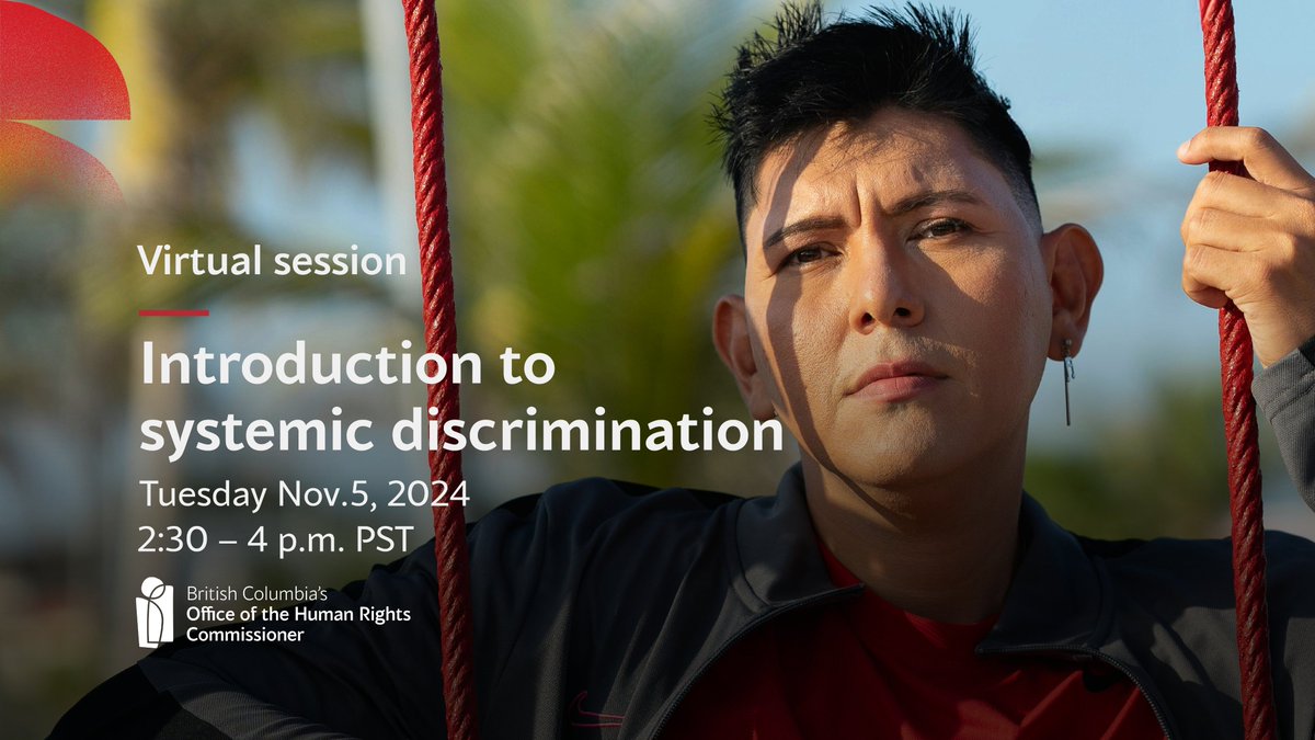 humanrights4BC's tweet photo. Join us Tuesday Nov. 5, 2:30 – 4 p.m. PST for a free online introduction to systemic discrimination. Through stories and real-life examples, participants will learn how to identify systemic discrimination and take action. To register, please visit: https://t.co/txnRedd0i7 https://t.co/mGBER1RNa3