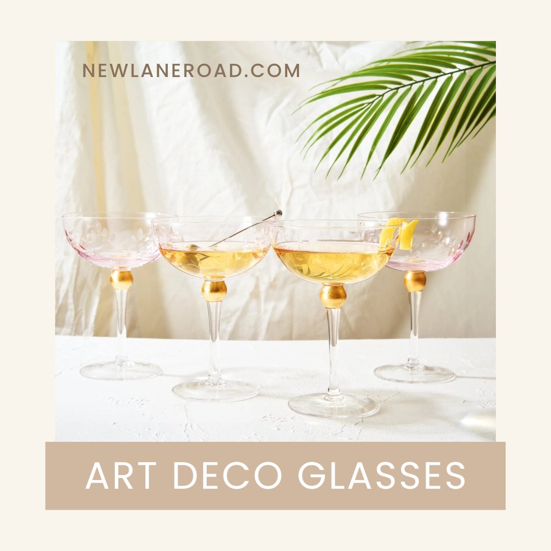 newlaneroad's tweet photo. Our Colored Coupe Art Deco Glasses bring elegance to any occasion. This set of four 8-oz pink coupes with gold stems is crafted from borosilicate for a stunning glint. Perfect for cocktails &amp; bubbly—find them at https://t.co/hVpsUlKovP https://t.co/3SuJ6NBN00