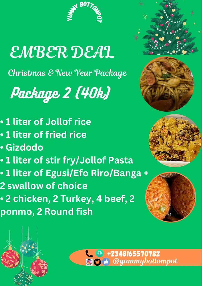 Yummybottompot's tweet photo. HIYA,OUR XMAS DEAL MENU IS OUT !!
Don't miss this amazing promo package cos u won't find it anywer.

Make sure you book ahead to secure your slot now, don't wait till Dec to avoid stories that touches as we have limited slots available!

ORDER LINE: CALL/WHATSAPP 08165570782
👇 https://t.co/T2K7dVAjyZ
