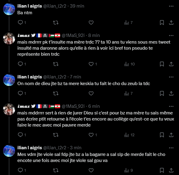 1MaS_lovebillie's tweet photo. .@ilian_l2r2 On assume plus ? 🙏🏼🤣 Tu insulte ma grand-mère décédé, tu veux me vi0ler et tu jure au nom de Dieu que tu veux "bz ma mère" ?? J'espère tu soT grosse merde, tu veux faire le mec avec moi je compte pas te lâcher fdp 🤣

L'école c'est important à ton âge 👀 https://t.co/SLaEXKJBHE