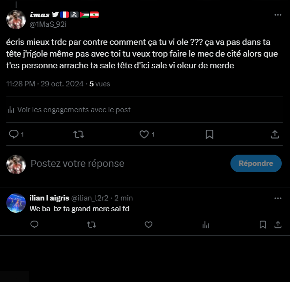 1MaS_lovebillie's tweet photo. .@ilian_l2r2 On assume plus ? 🙏🏼🤣 Tu insulte ma grand-mère décédé, tu veux me vi0ler et tu jure au nom de Dieu que tu veux "bz ma mère" ?? J'espère tu soT grosse merde, tu veux faire le mec avec moi je compte pas te lâcher fdp 🤣

L'école c'est important à ton âge 👀 https://t.co/SLaEXKJBHE