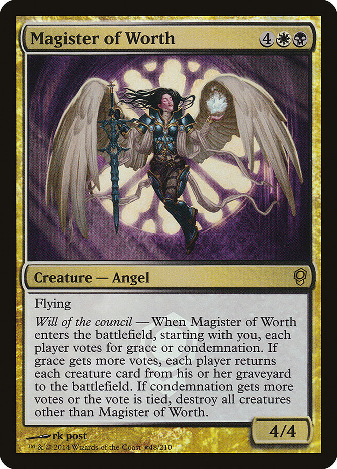 Miguelicchy's tweet photo. Hola @JuecesMagic ! Hoy en una partida de Commander 1v1 ha ocurrido lo siguiente: mi oponente ha jugado Phyrexian Metamorph eligiendo mi Magister of Worth, votando por la segunda opción. Ha barrido la mesa, mi Magister incluido, dejando en mesa solo su copia. ¿Lleva razón? https://t.co/rdB5yXXN7p