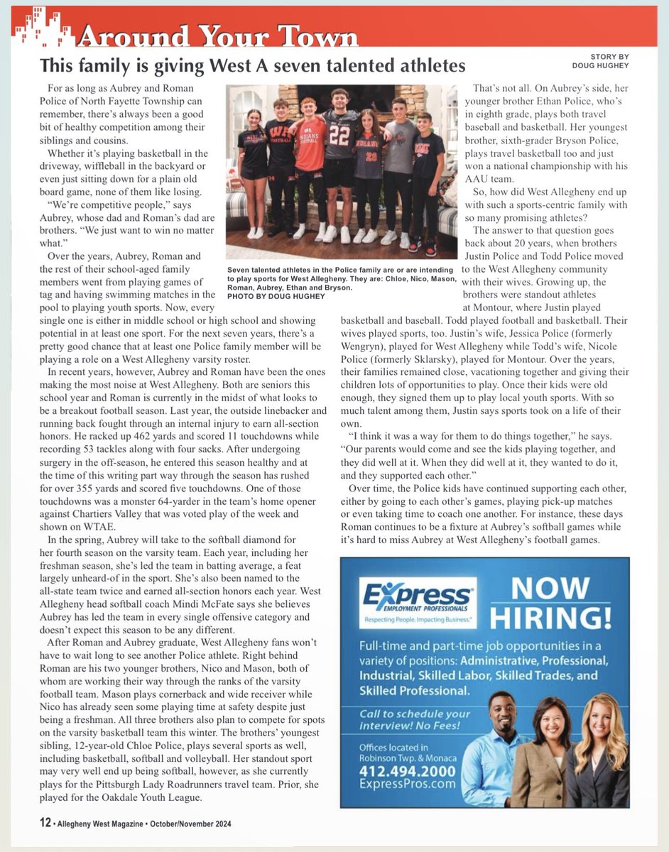 aubrey_police's tweet image. Thank you @AlleghenyWest and Doug Hughey for this article about my family and I! It’s definitely special and a great memory to have. @RomanPolice @MasonPolice @NicoPolice14722 @bridgetorchard @GLuety @gracefagan31 @VUSoftball @teampahall