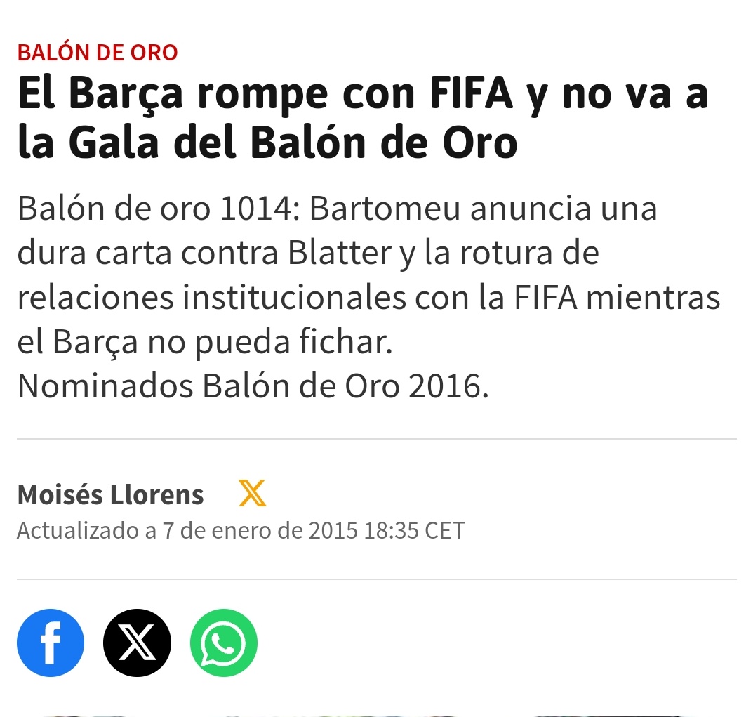 ElInmortal____'s tweet photo. El Barça plantó al Balón de Oro en 2015. Lo ganó Cristiano Ronaldo

Messi plantó al Balón de Oro en 2018. Lo ganó Modric

Pero nadie criticó ni al Barça ni a Messi. Nadie daba lecciones de moral.
En cambio con el Real Madrid es diferente. Se llama envidia y corroe una barbaridad. https://t.co/htfxHU5cQn