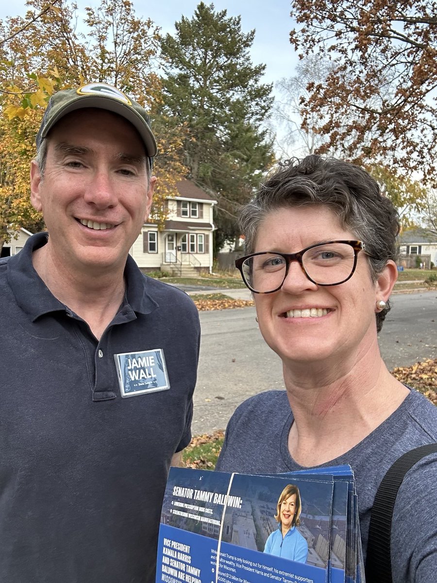 Had a great afternoon knocking doors with Green Bay’s next state senator, <a href="/WallforWI/">Jamie Wall</a> ! It’s not too late for you to sign up to knock doors, make calls, or send texts – go to WisDems.org to volunteer!