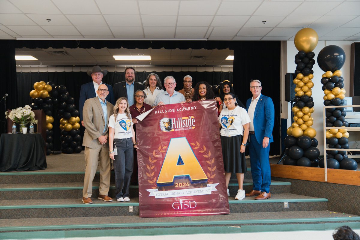 gisdnews's tweet photo. 🎉 Kudos to Hillside Academy for achieving an "A"! Their success is a testament to the relentless effort of our students, teachers, and campus leaders who aim high every day. We’re so proud of your dedication and perseverance! Here’s to more achievements ahead!  #GISDUnmatched