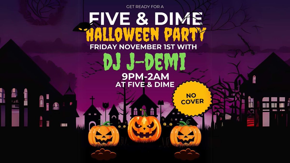 Halloween Party this Friday, Nov 1st <a href="/FiveAndDimeSJ/">Five and Dime SJ</a> 9pm - 2am #Halloween