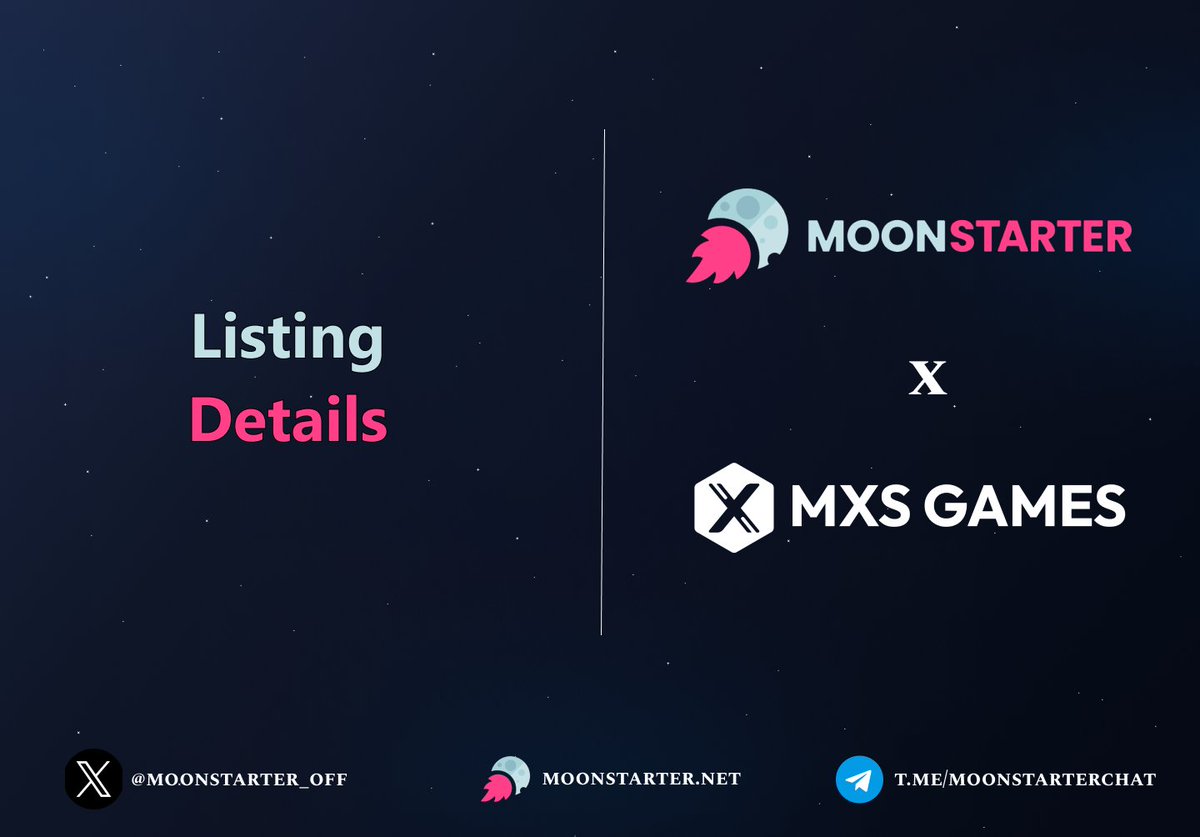 MoonStarter (@moonstarter_off) on Twitter photo Dear Community,
We want to inform you that $XSEED token of <a href="/metaxseed/">MXS Games 🕹️</a> Games project will list its token tomorrow October 30 at 10:00 UTC, click the following URL for all the details and the claiming process:
➡️t.me/Moonstarterann…⬅️
The #MoonStarter Team Dear Community,
We want to inform you that $XSEED token of <a href="/metaxseed/">MXS Games 🕹️</a> Games project will list its token tomorrow October 30 at 10:00 UTC, click the following URL for all the details and the claiming process:
➡️t.me/Moonstarterann…⬅️
The #MoonStarter Team