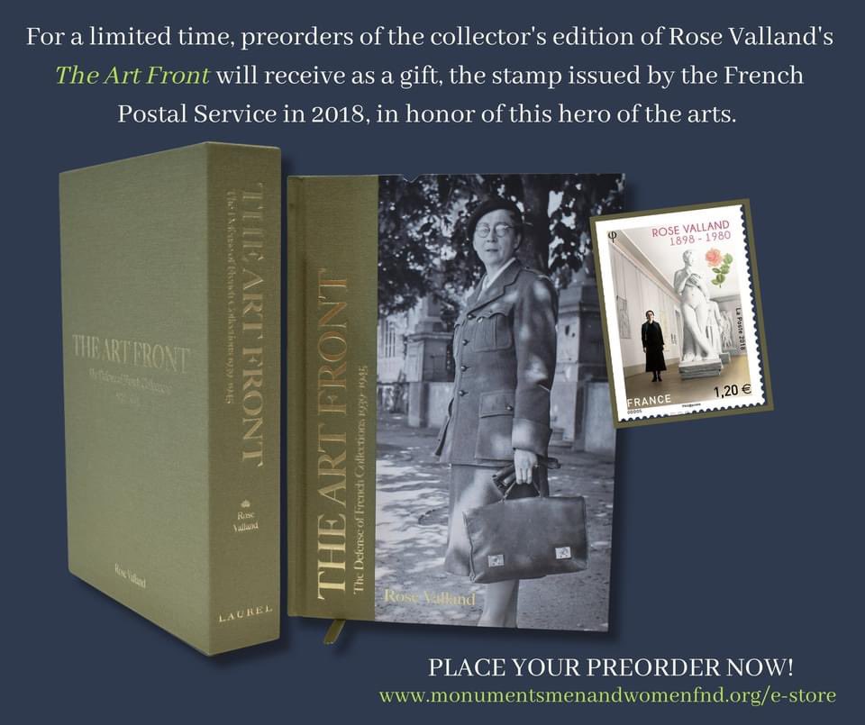 MonumentsMWfnd's tweet photo. For a limited time, preorders of the collector's edition of Rose Valland's #TheArtFront will also receive the stamp issued by the French Postal Service in 2018 in honor of this hero of the arts.
Preorder your copy now! https://t.co/74ztCqUJSP
.
#RoseValland #MonumentsWoman https://t.co/m48YYhxj2f