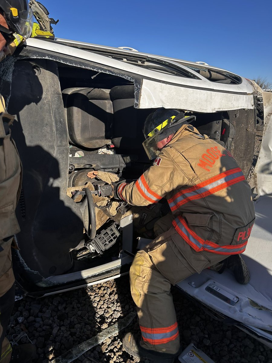 Moose Jaw firefighters working on our Auto Extrication &amp; Rescue skills to ensure we continue to provide high quality service to our community and visitors . 
MJFD thanks Justin &amp; staff @ Silver Star Salvage for their continued support supply vehicles to train with !!!