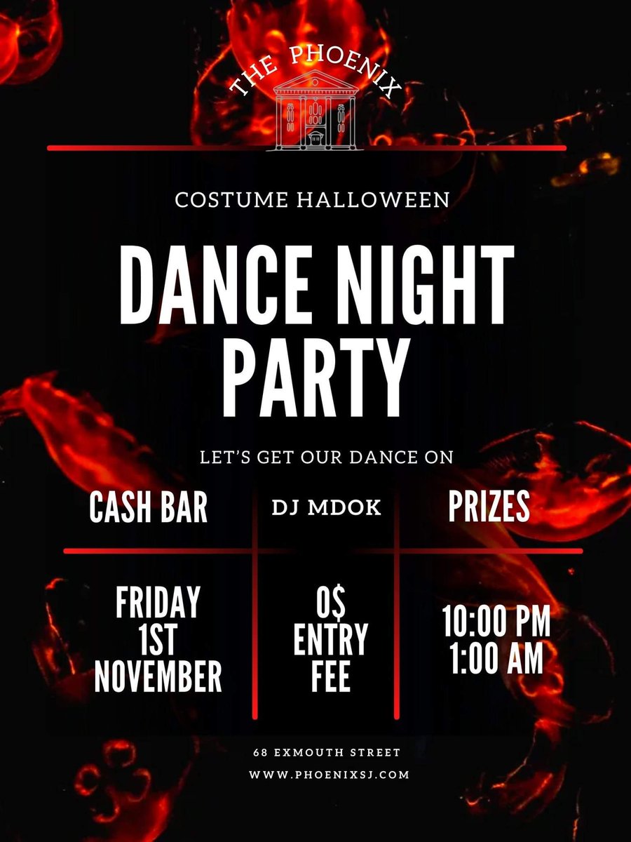Dance Night Party <a href="/thephoenixsj/">phoenixdinnertheatre</a> Friday, Nov 1st 10pm