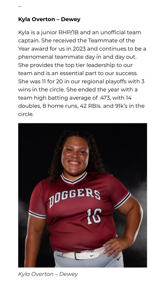 I was nominated for Miss Shelter insurance softball player of the year.  I especially love the kind words in the writeup! <a href="/BulldoggerSB/">Lady Bulldogger Softball</a> <a href="/OKpureStilly16u/">Oklahoma Pure National 16u</a> <a href="/CoachBredbenner/">Kristi Bredbenner</a> <a href="/OSUcoachG/">Kenny Gajewski</a> <a href="/Coach_Shippy/">Vanessa Shippy (Fletcher)</a> <a href="/CoachTJHubbard/">TJ Hubbard</a> <a href="/CoachJayGwyn/">Assistant Softball Coach, MIZZOU</a> <a href="/eeconomon/">Coach E</a> <a href="/jtgasso/">JT Gasso</a> <a href="/djgasso/">DJ Gasso</a> <a href="/liv_ferrell39/">Olivia Ferrell</a>