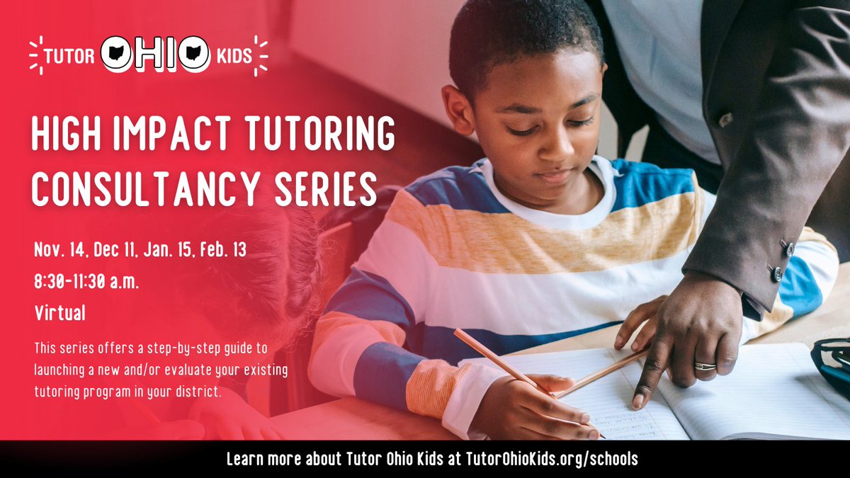 TutorOhioKids's tweet photo. 🔑 Unlock the power of high-dosage tutoring! In our upcoming High Impact Tutoring Consultancy Series, you’ll learn how to design a program that benefits students and supports tutors every step of the way. Plus, get your own Tutor Playbook! Register: https://t.co/hnV48TvkE4 #TOK https://t.co/tQDieeyvWA