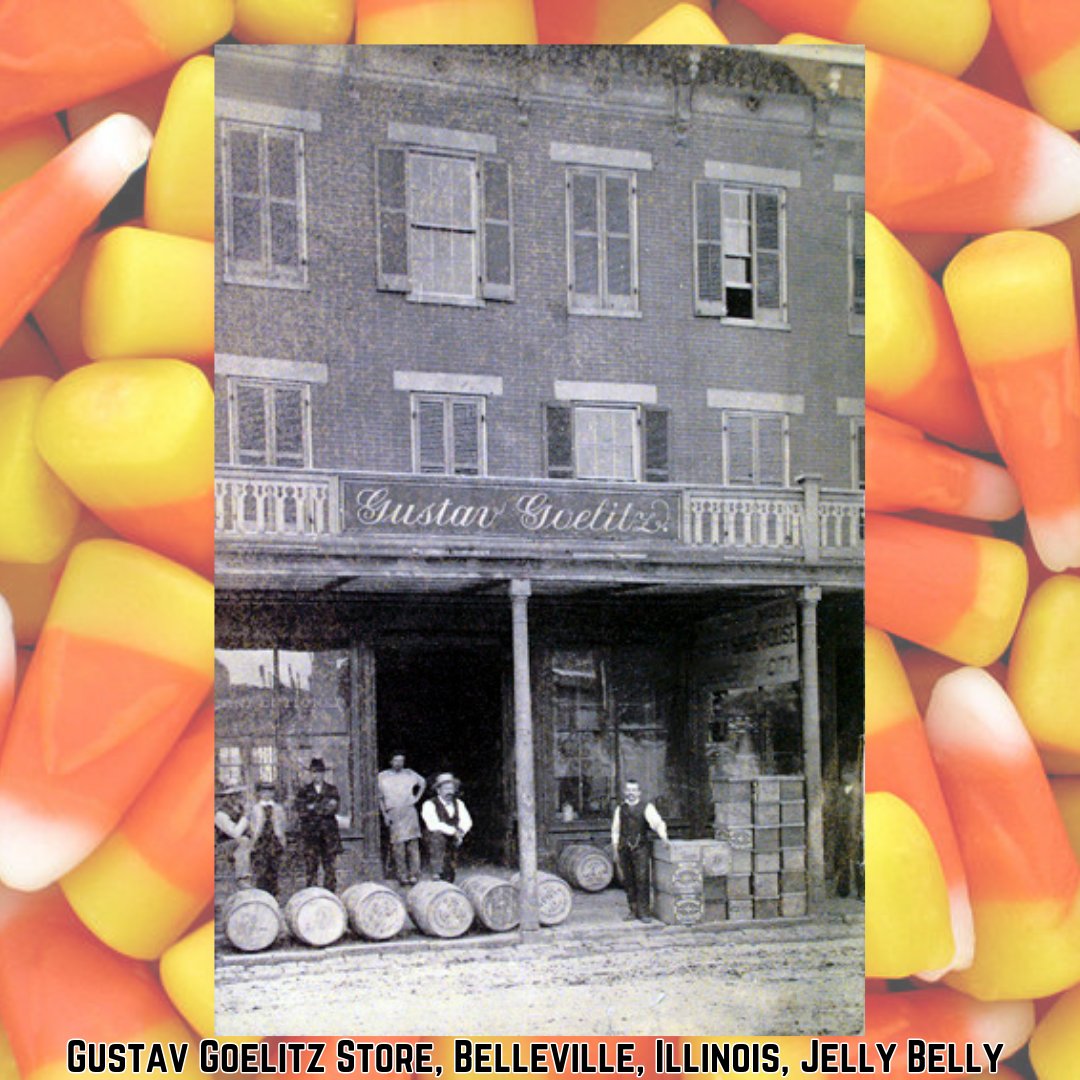 Today, we're looking a bit south at Belleville, Illinois! Candy Corn was popularized by the Goelitz Candy Company (now called Jelly Belly) in 1898. The candy was originally marketed during harvest months as "chicken feed." #Halloween #candycorn #localhistory