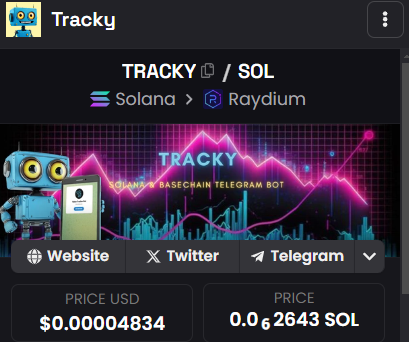 TrackyBot's tweet photo. Did you already grab a bag of $Tracky?
$Tracky is not the average #memecoin. $Tracky helps you tracking your tokens on the #Solana and #basechain . You can install #Tracky in your Telegram group for FREE!
https://t.co/xWy5wNwg1r https://t.co/Ad4HrO0kBF