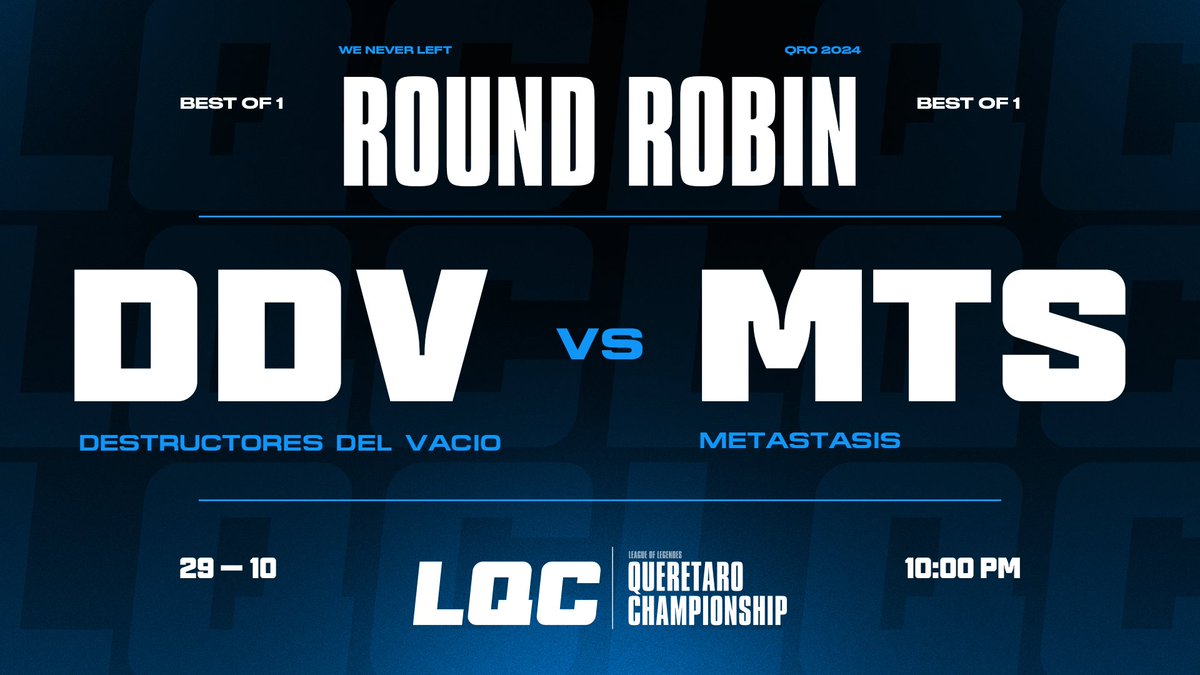 SEMANA 3 / LQC 2024 🔹 

ROUND ROBIN / BEST OF 1 
2DP vs HVE — 9:00 PM
DDV vs MTS — 10:00 PM

GLHF 🔹