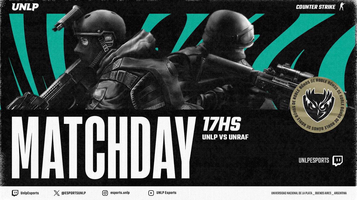 #CS | SHOWMATCH

🦉 Hoy tenemos duelo de Universidades: UNLP 🆚 UNRAF

⏰ 17:00Hs
💻 twitch.tv/unlpesports

🟢⚫ #GOUNLP ⚫🟢