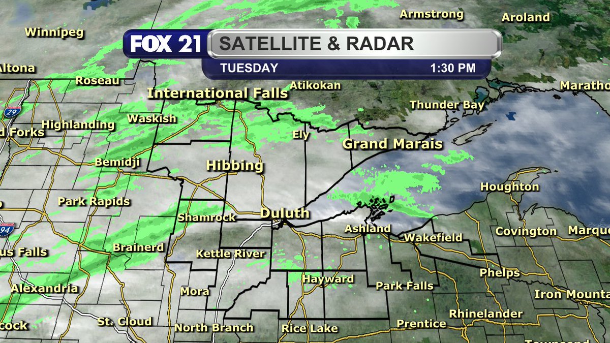 RustyMehlberg's tweet photo. Happy Tuesday afternoon Northland!

It's still warm with light winds, but the clouds have arrived and some spots are seeing drizzle or sprinkles.

I'm monitoring two waves of precipitation, and that could include snow showers on Halloween. https://t.co/sr7RIT79US