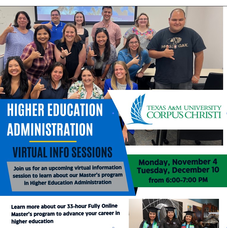 Join a virtual meeting to learn more about our fully online Master's Program in Higher Education Administration and how it can advance your career! Next session is Monday, November 4 from 6-7pm. Visit loom.ly/bDgBtFk and click "information sessions" to join.