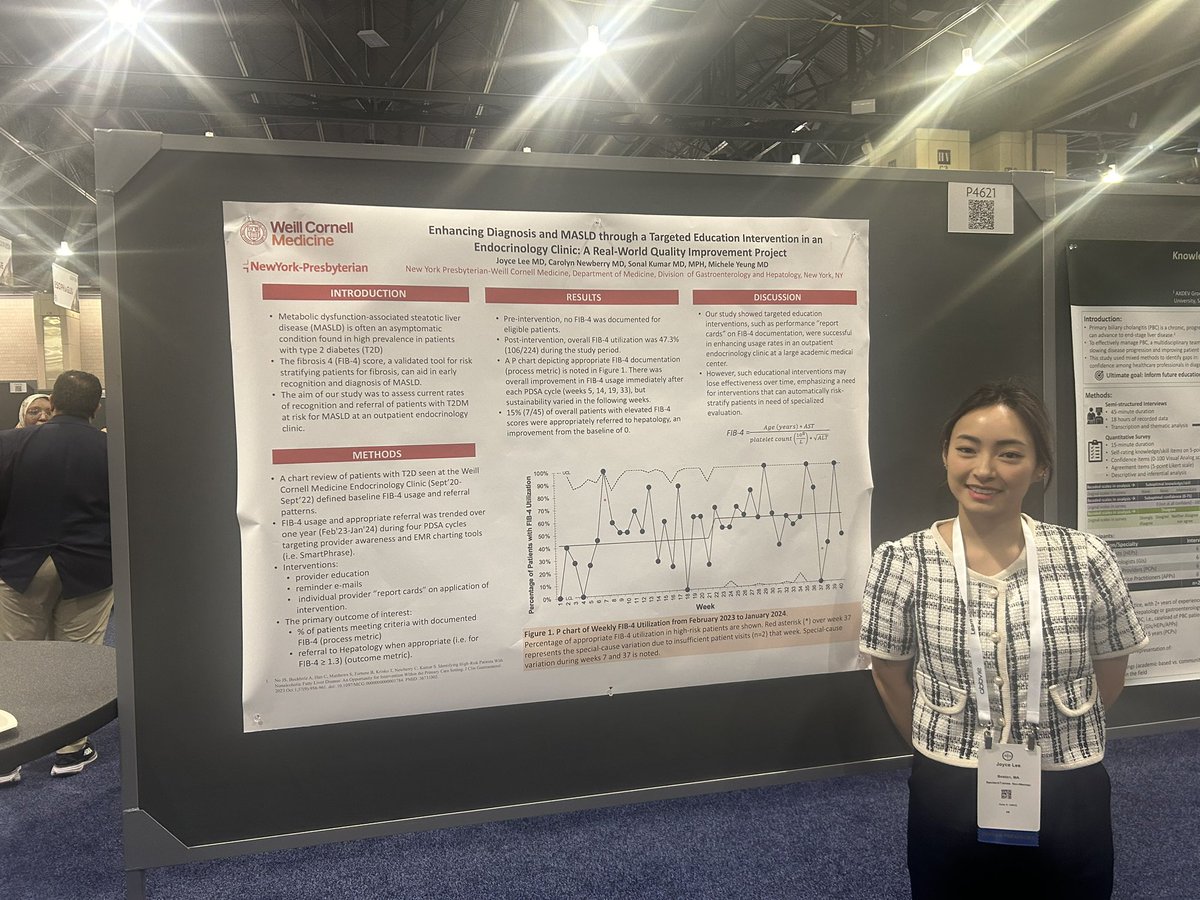 Carolyn Newberry MD (@cnewberrymd) on Twitter photo ❤️ to see our <a href="/WCM_GI/">Weill Cornell Medicine GI & Hepatology</a> medical students succeed, exemplified by #JoyceLee who led a #QI project on risk stratifying #MASLD pts from endocrine clinic
⭐️ Provided teaching
⭐️ Added targeted report cards re: appropriate referrals of high risk pts
⭐️ ⬆️ referrals
#ACG2024 ❤️ to see our <a href="/WCM_GI/">Weill Cornell Medicine GI & Hepatology</a> medical students succeed, exemplified by #JoyceLee who led a #QI project on risk stratifying #MASLD pts from endocrine clinic
⭐️ Provided teaching
⭐️ Added targeted report cards re: appropriate referrals of high risk pts
⭐️ ⬆️ referrals
#ACG2024