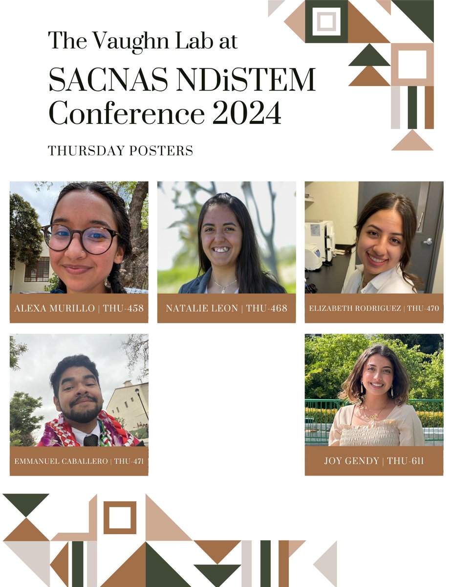 The Vaughn Lab has 8 student presenters attending the <a href="/SACNAS/">SACNAS</a> #2024NDiSTEM conference!  We have Alexa, Natalie, Liz, Emmanuel, and Joy presenting on Thursday. Come support our <a href="/csuci/">CSU Channel Islands</a> student presenters! #SACNAS #TrueDiversity #ChemEd #CER