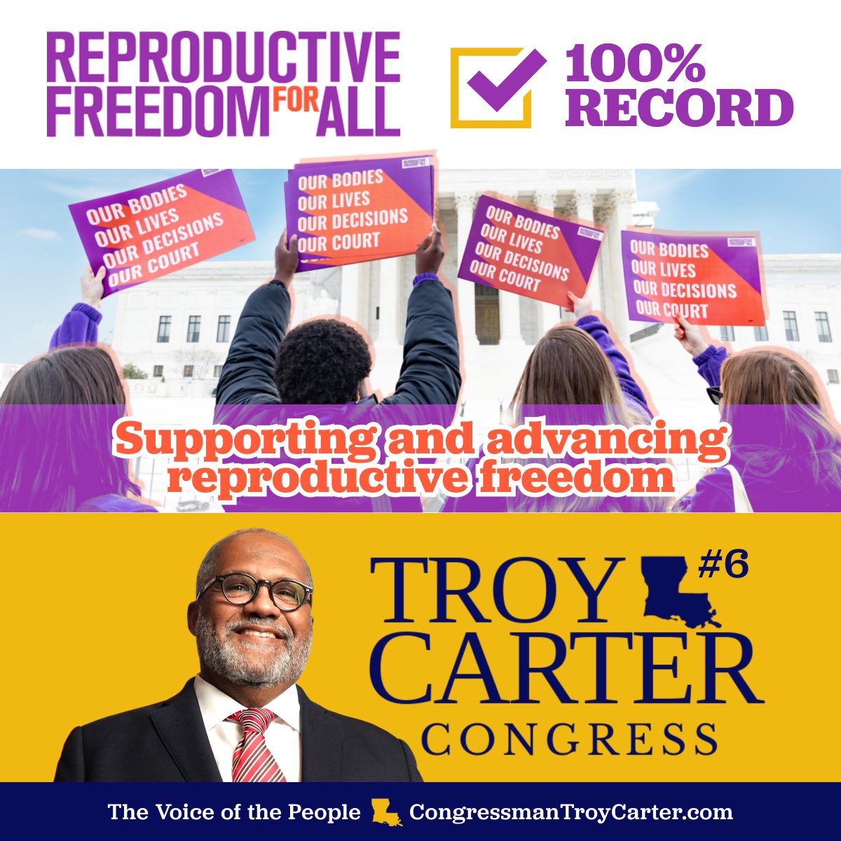 LaDemos's tweet photo. We’re proud to support our incumbent Dem Rep. Troy Carter, who has long been a champion for reproductive rights, LGBTQ+ equality, and climate justice — he’s got the record to prove it, and we need to keep him in Congress fighting for us! #VoteForTroy #VoteBlue @RepTroyCarter https://t.co/LeJeAulkZV