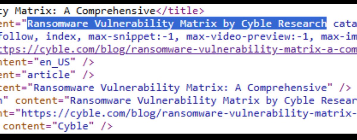 BushidoToken's tweet photo. Hey @cybleglobal marketing team please clarify your blog and actually credit the author of the Ransomware Vulnerability Matrix… because that would be me 🙃 otherwise others may think you made it 🤦🏻‍♂️

hxxps://cyble[.]com/blog/ransomware-vulnerability-matrix-a-comprehensive/ https://t.co/c1xpuNy0dQ